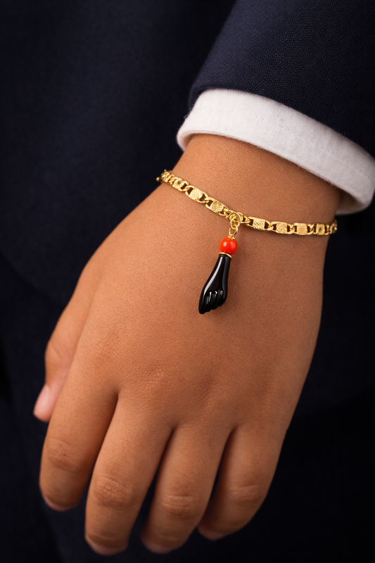 Newborn Baby Kids Childrens Azabache Bracelet Gold Filled Protection & Good Luck Jewelry Family Bracelet Pulsera de Azabache Para Los Niños