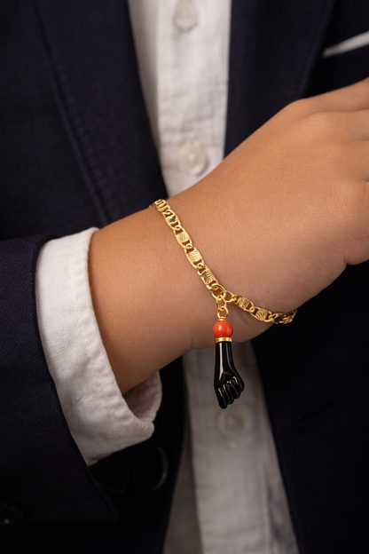 Newborn Baby Kids Childrens Azabache Bracelet Gold Filled Protection & Good Luck Jewelry Family Bracelet Pulsera de Azabache Para Los Niños