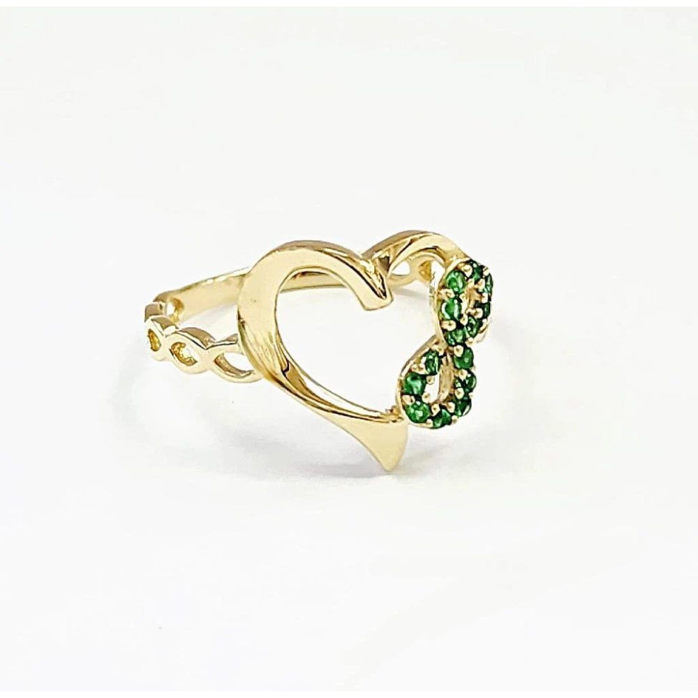 CZ Heart Statement Ring Infinity Design For Womens Ladies Girls 14K Yellow Gold #7