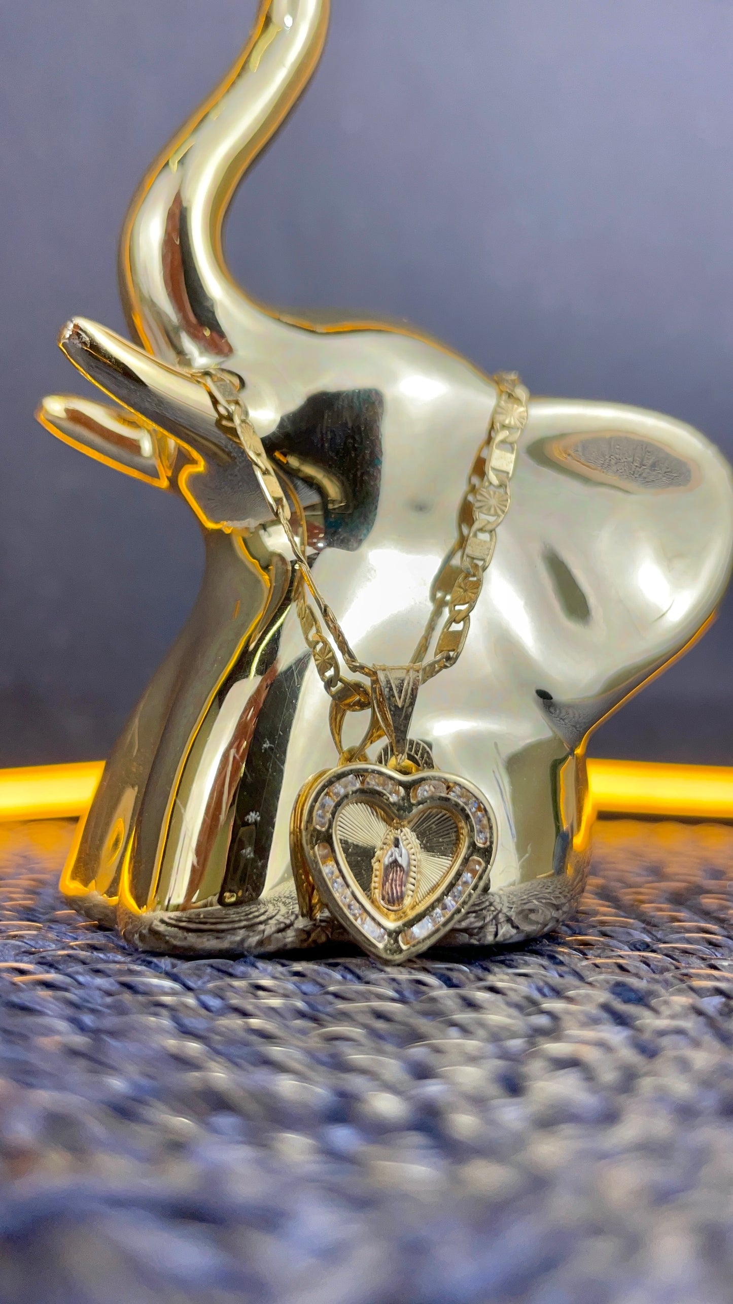 14K Gold Filled Heart Virgen de Guadalupe Bracelet Link Chain for Anniversary Gifts