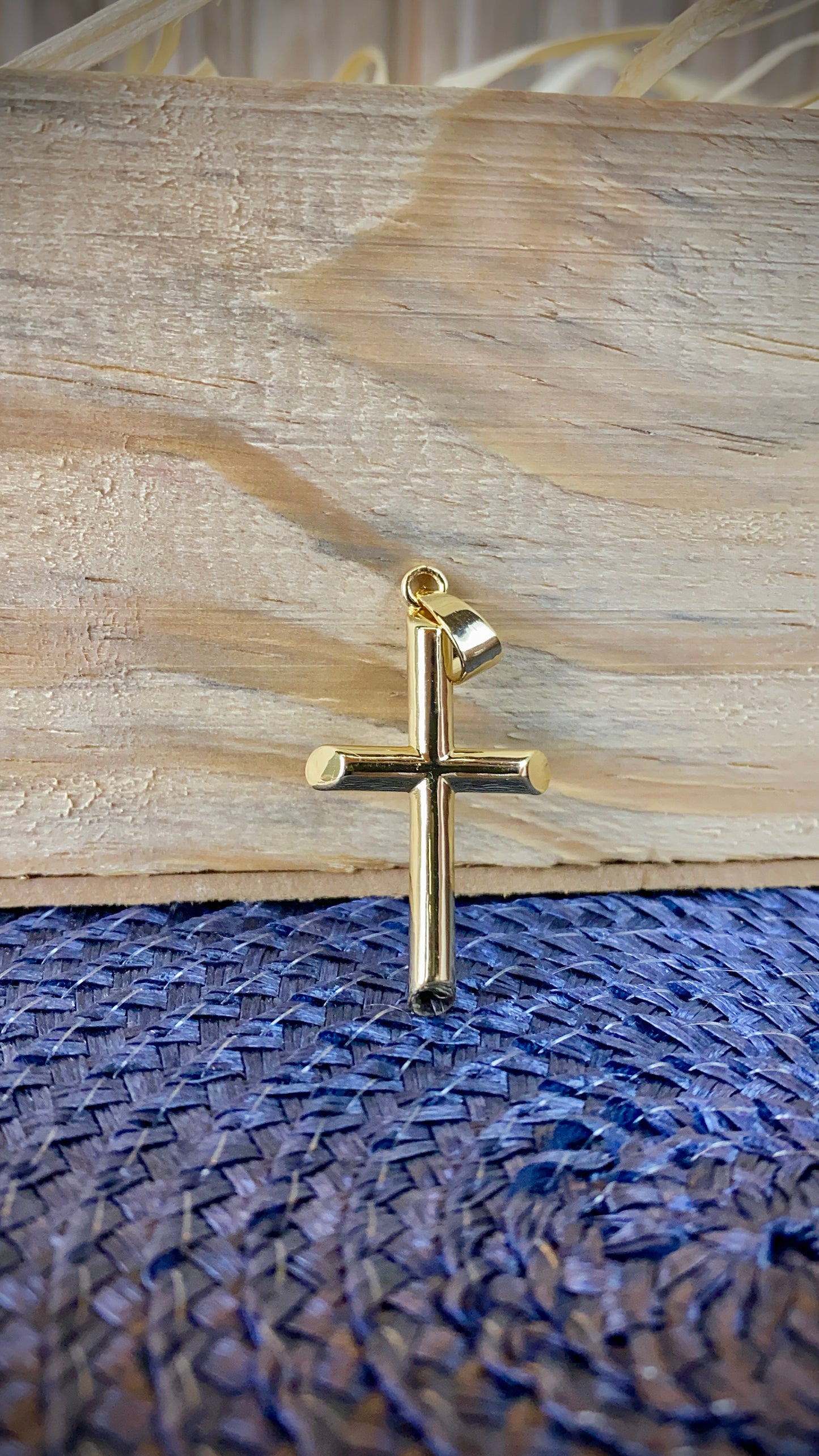 14K Gold Filled Cross Pendant for Womens Mens 35x20mm