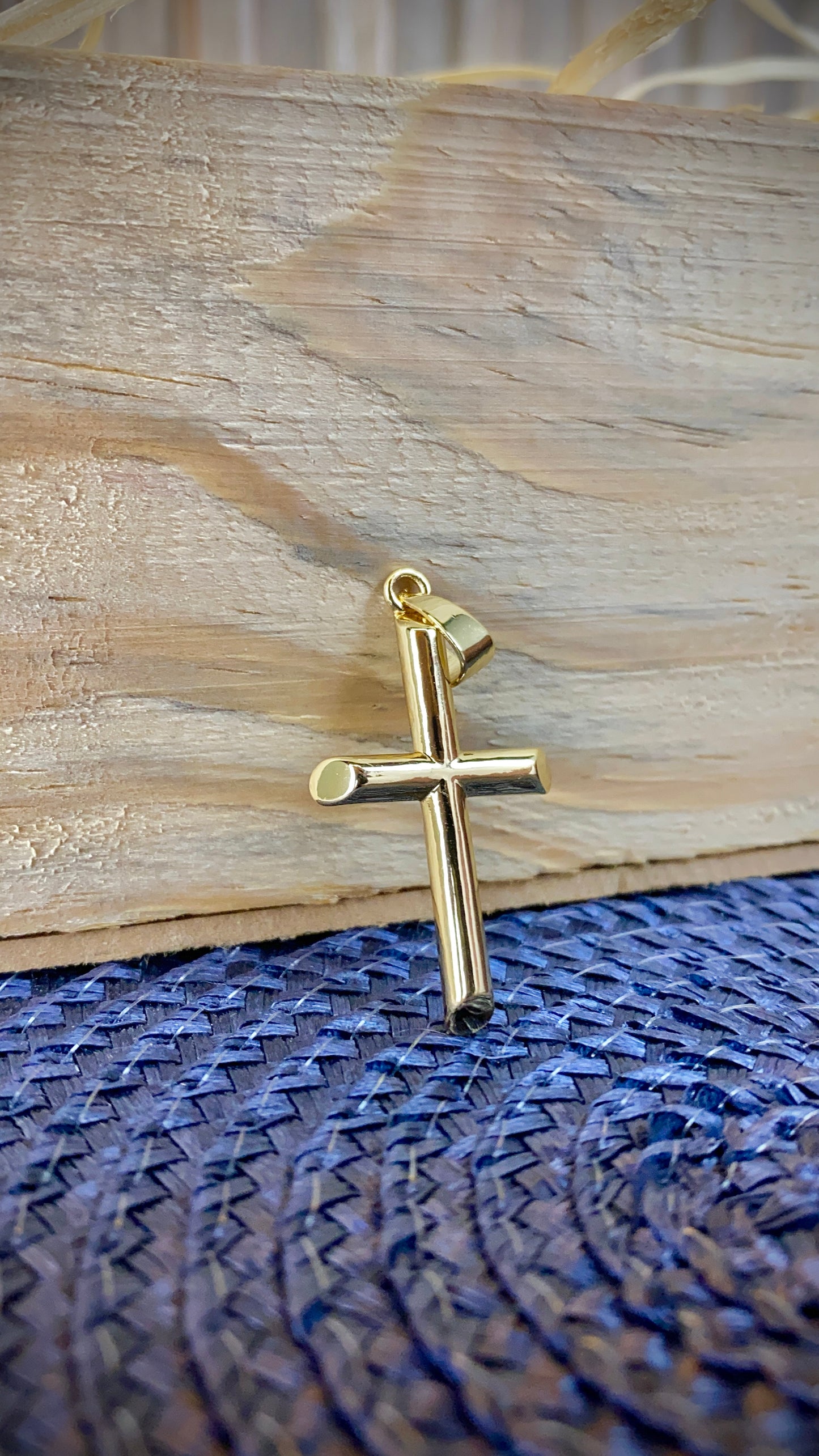 14K Gold Filled Cross Pendant for Womens Mens 35x20mm