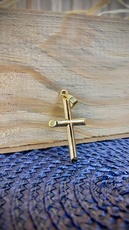 14K Gold Filled Cross Pendant for Womens Mens 35x20mm