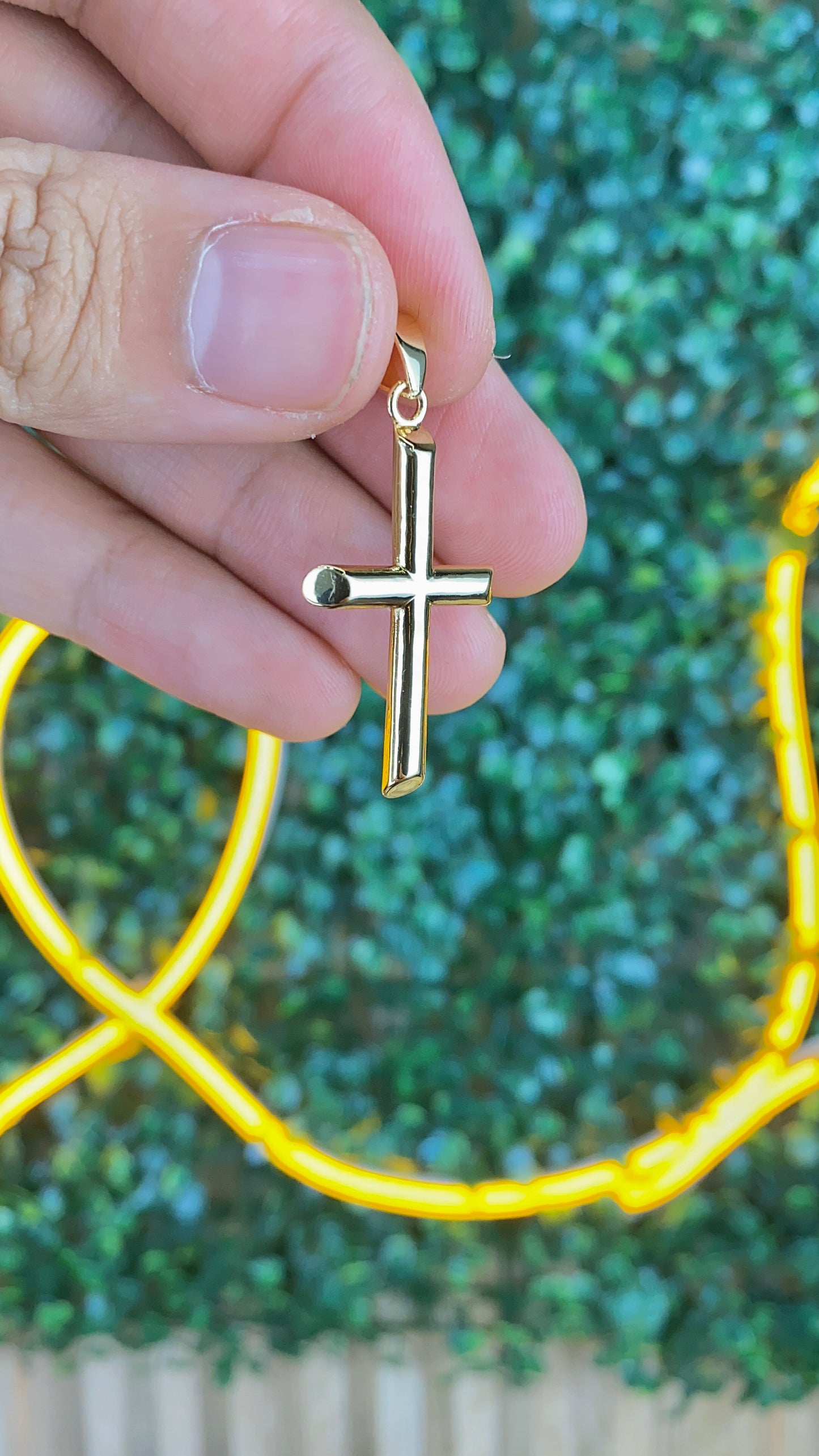 14K Gold Filled Cross Pendant for Womens Mens 35x20mm