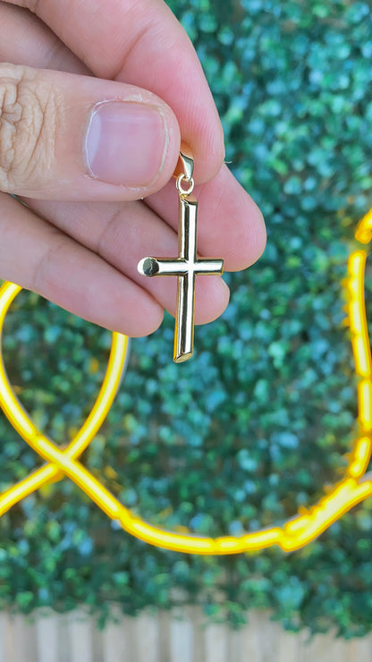 14K Gold Filled Cross Pendant for Womens Mens 35x20mm