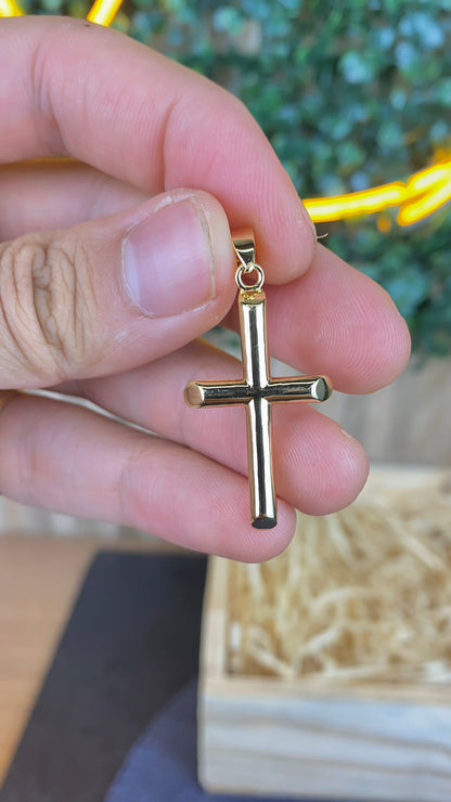 14K Gold Filled Cross Pendant for Womens Mens 35x20mm