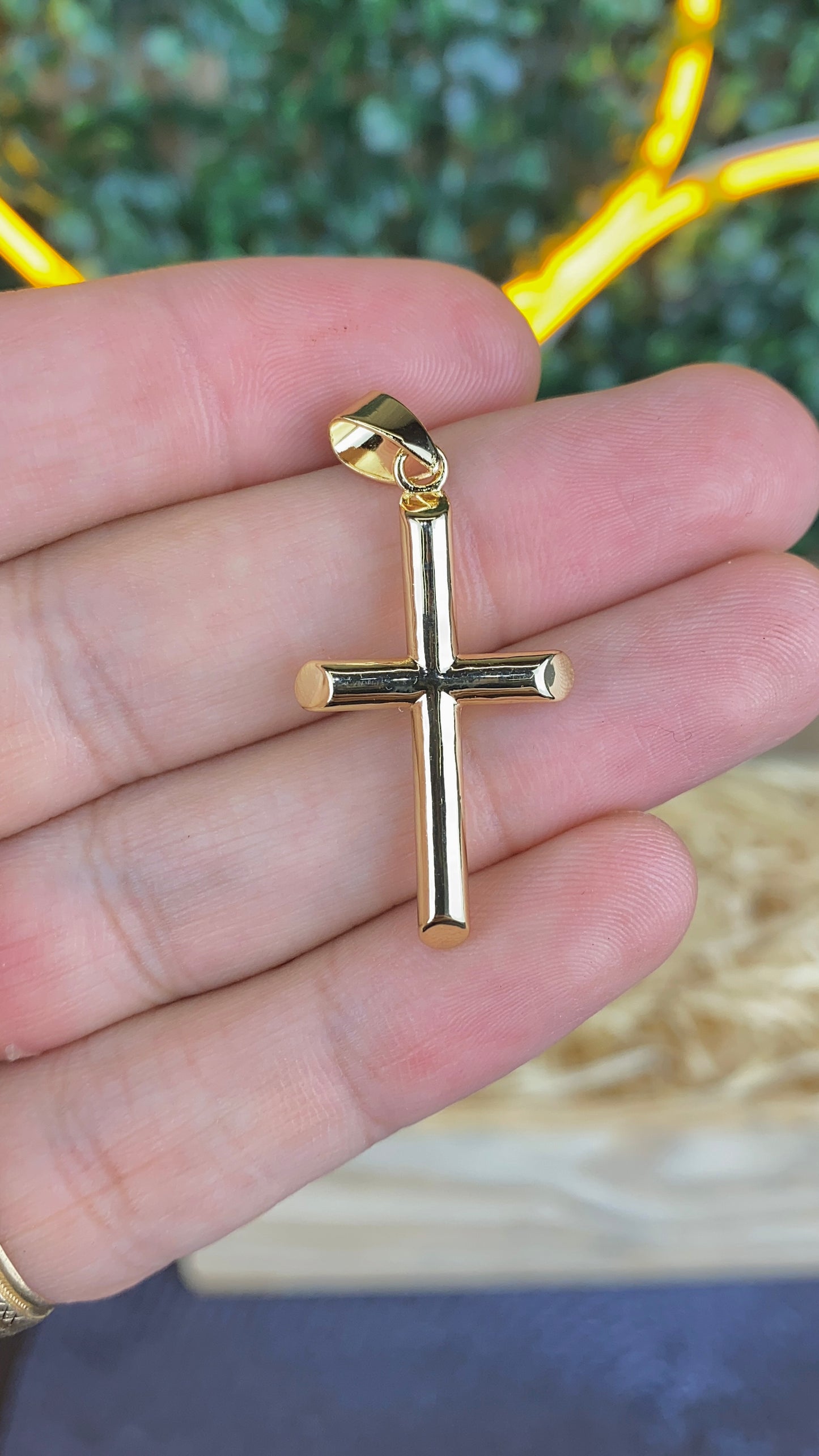 14K Gold Filled Cross Pendant for Womens Mens 35x20mm