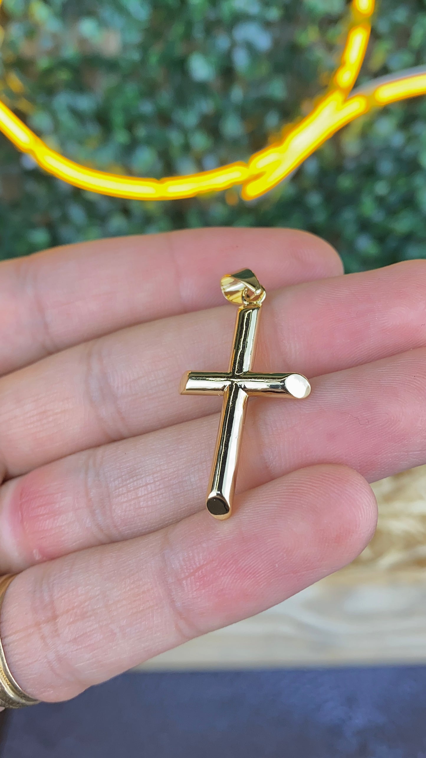 14K Gold Filled Cross Pendant for Womens Mens 35x20mm