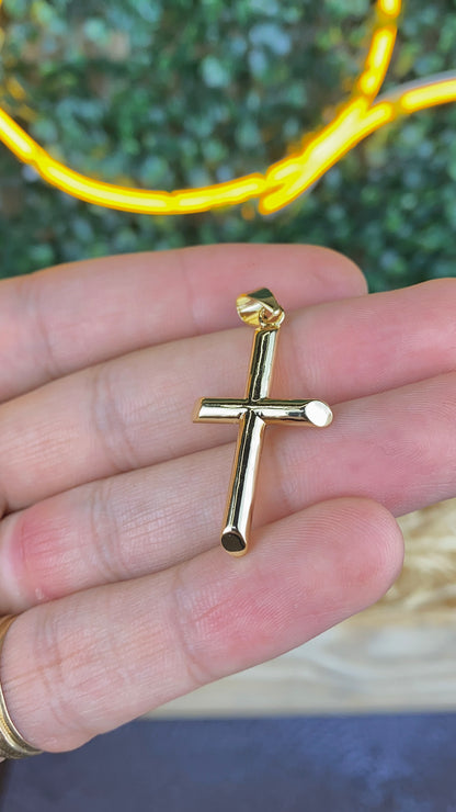 14K Gold Filled Cross Pendant for Womens Mens 35x20mm