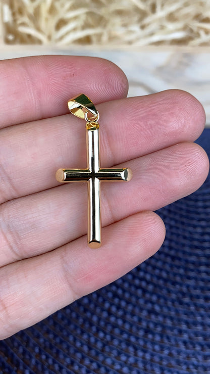 14K Gold Filled Cross Pendant for Womens Mens 35x20mm