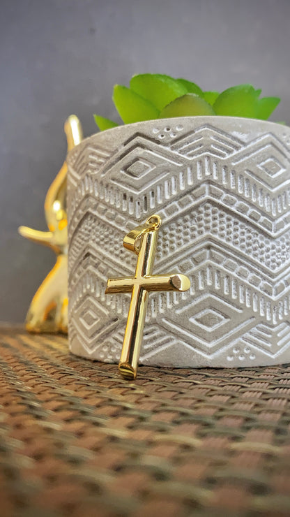 14K Gold Filled Cross Pendant for Womens Mens 35x20mm