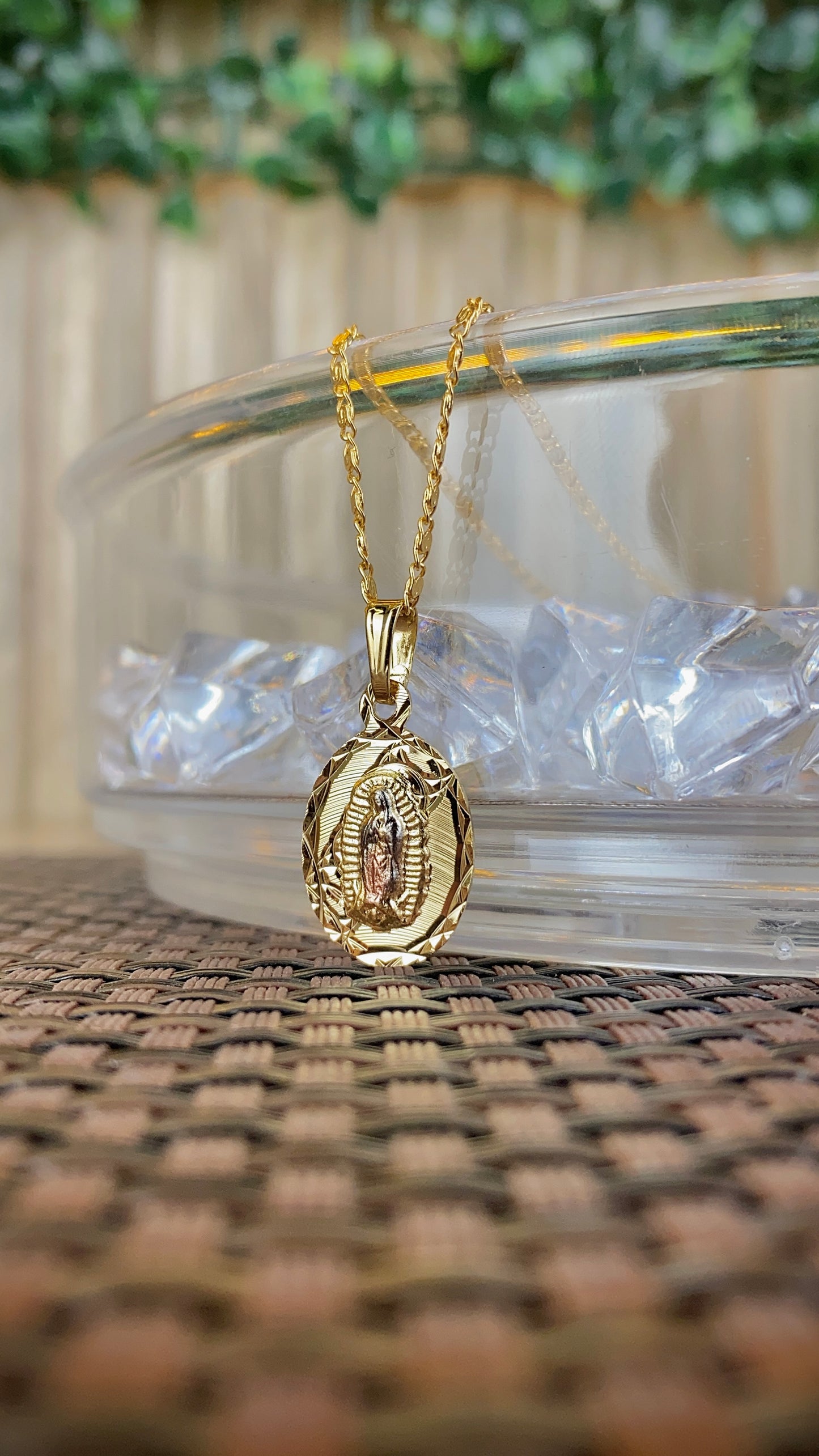 14K Gold Filled Virgen de Guadalupe Necklace for Womens Snail Chain 20" Gifts