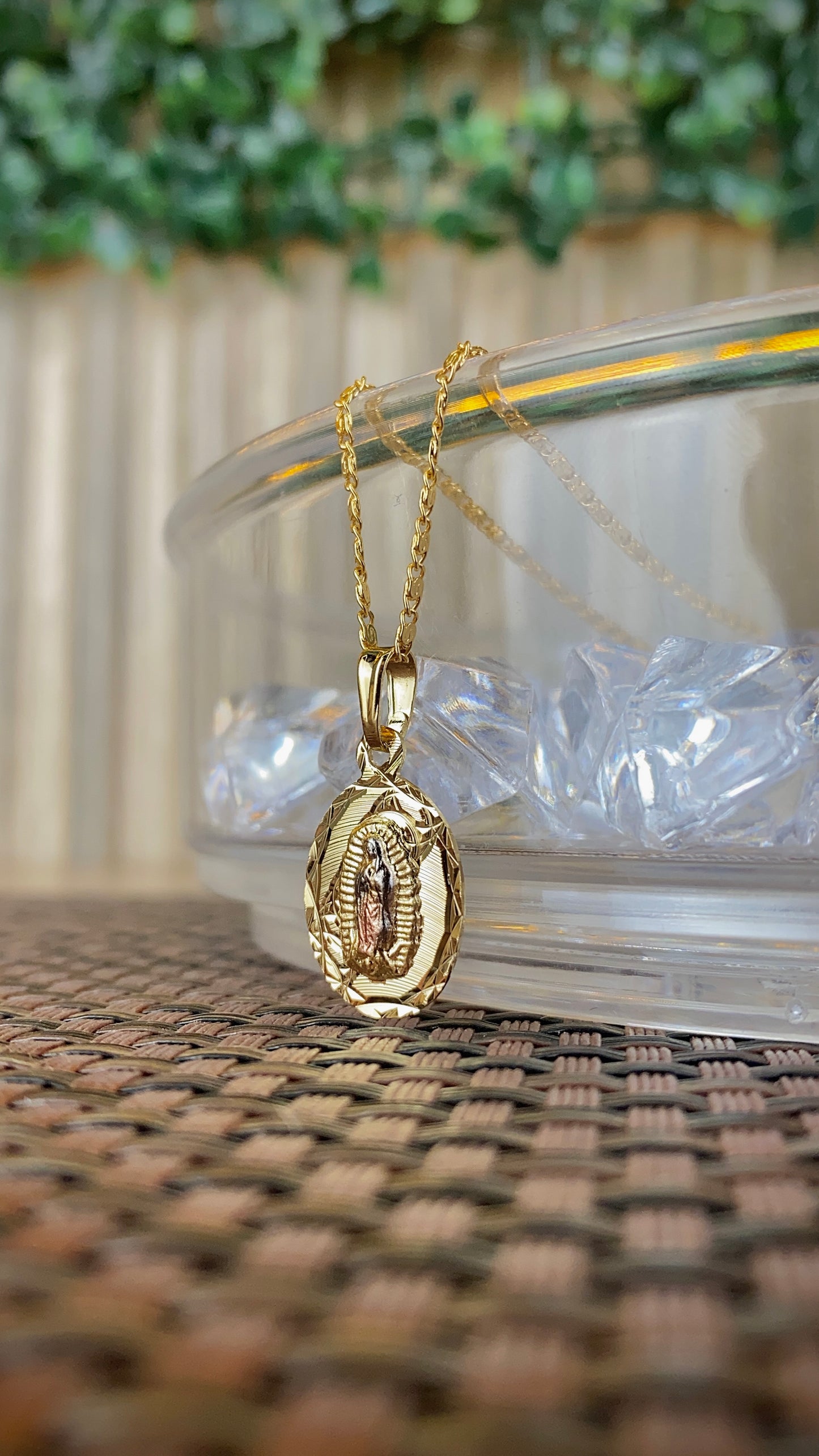 14K Gold Filled Virgen de Guadalupe Necklace for Womens Snail Chain 20" Gifts