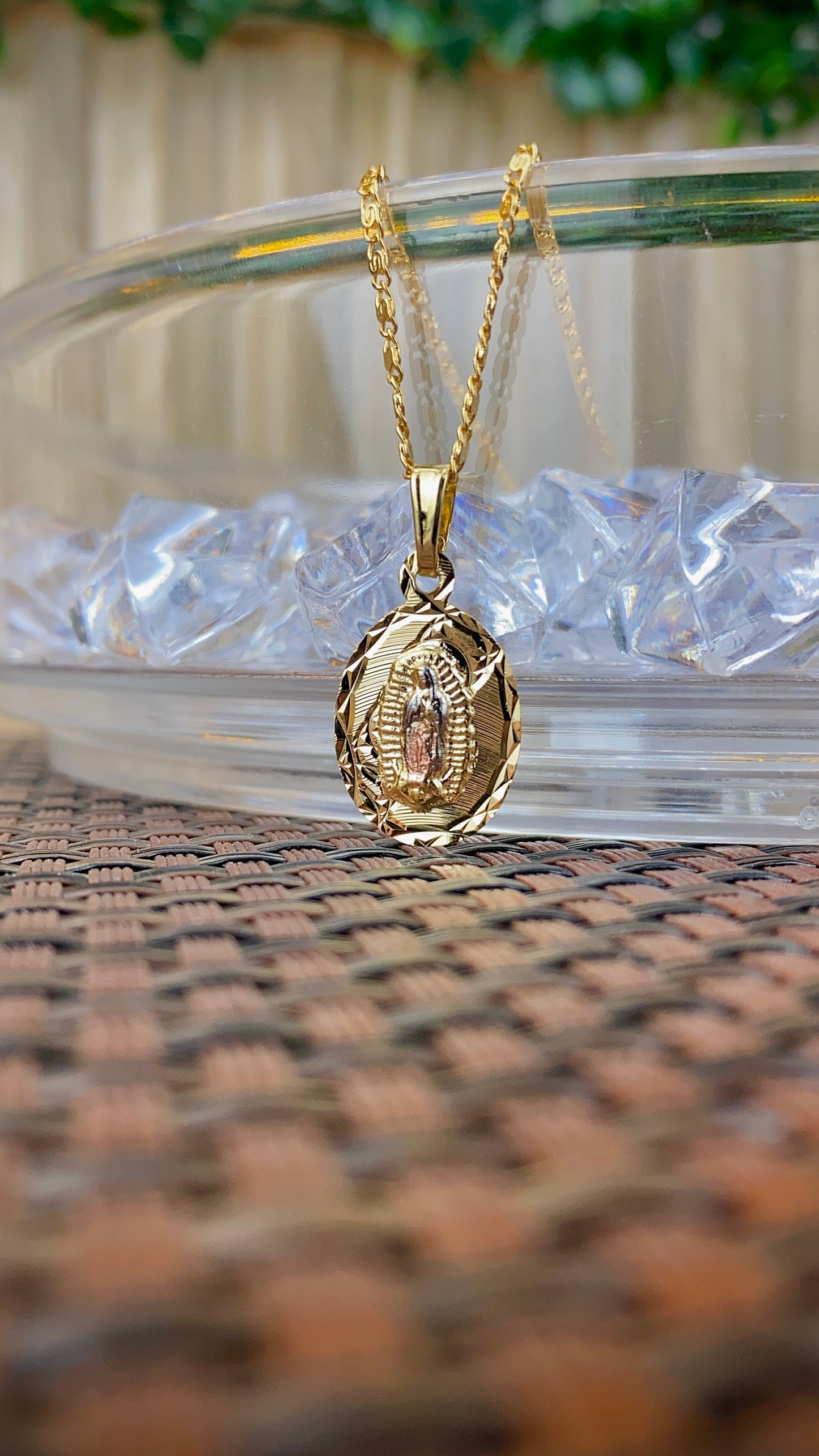 14K Gold Filled Virgen de Guadalupe Necklace for Womens Snail Chain 20" Gifts