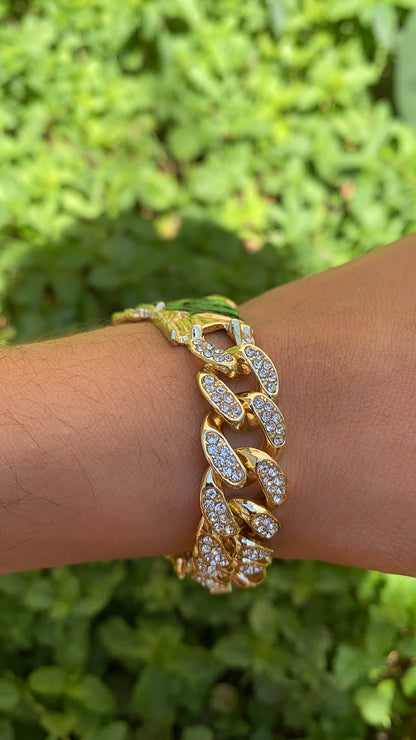 14K Gold Plated CZ San Judas Tadeo Bracelet for Mens 7.5" Gifts for Him
