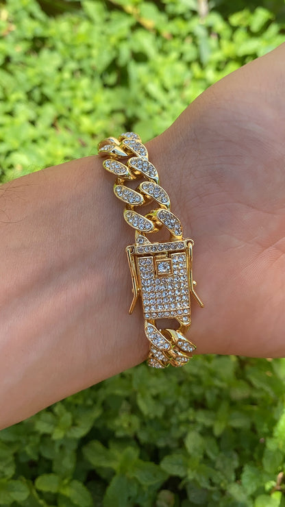 14K Gold Plated CZ San Judas Tadeo Bracelet for Mens 7.5" Gifts for Him