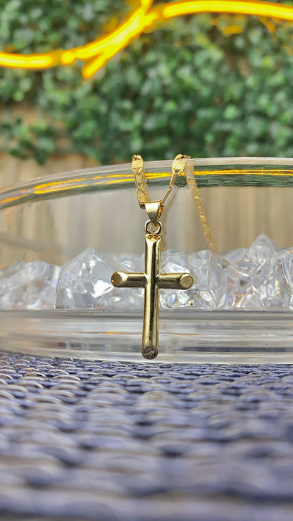 14K Gold Filled Cross Necklace Valentino Chain for Womens Mens 30x18mm