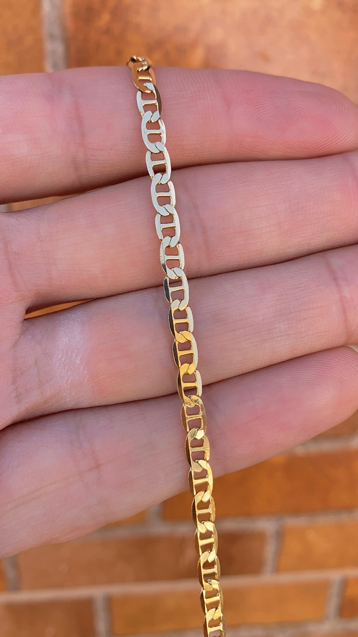 14K Gold Filled Mariner Link Chain Bracelet for Womens Minimalist Fashion Jewelry