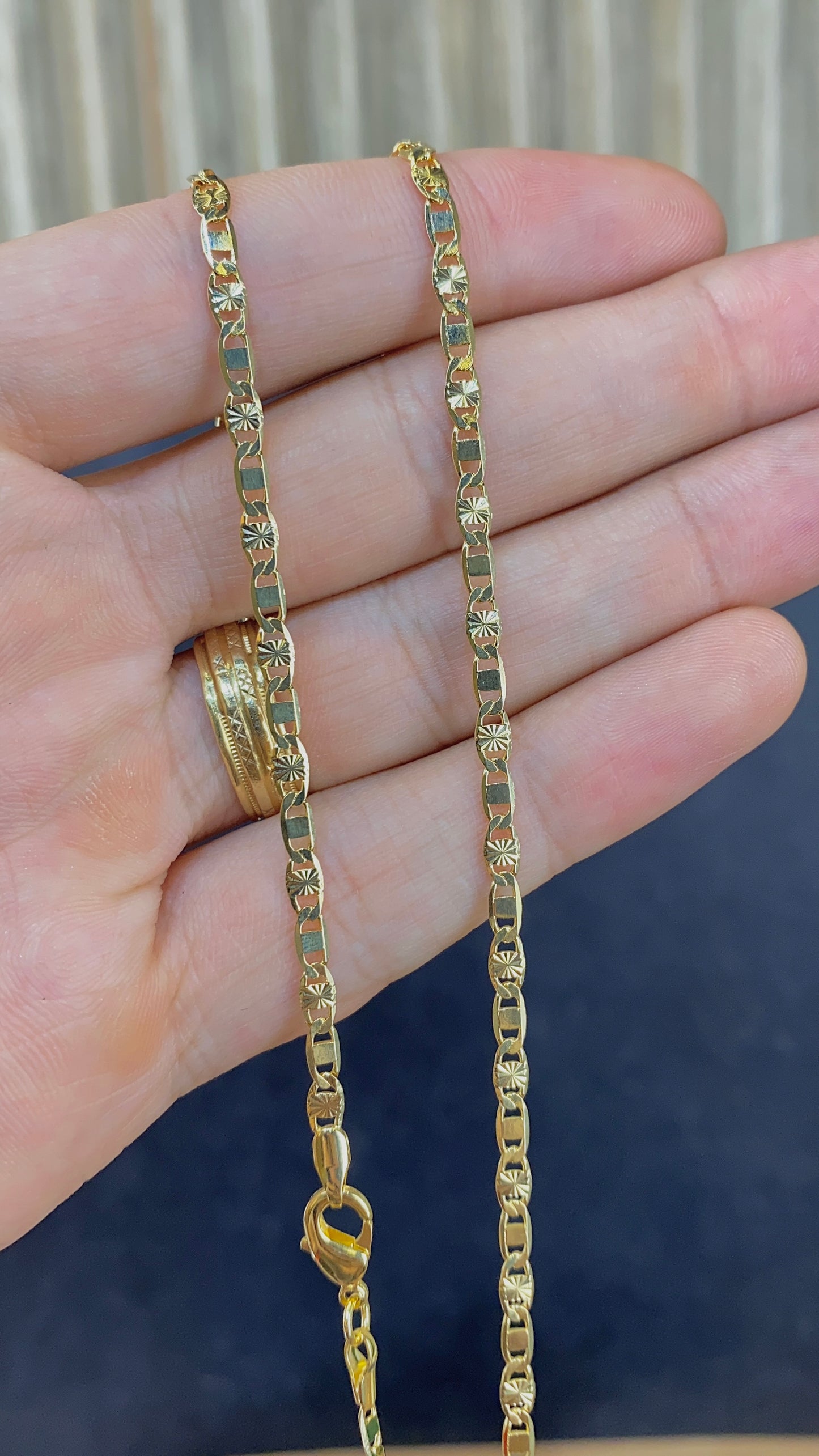 14K Gold Filled Valentino Link Chain Necklace 18" for Womens