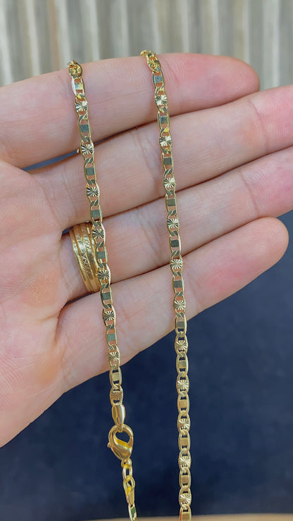 14K Gold Filled Valentino Link Chain Necklace 18" for Womens