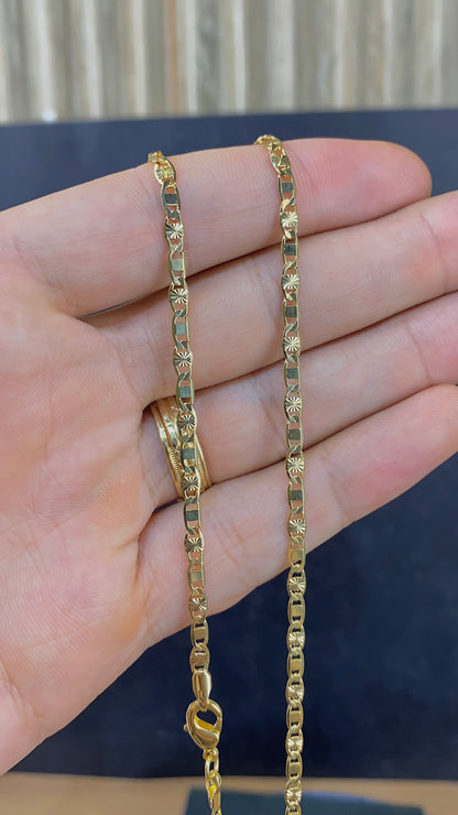 14K Gold Filled Valentino Link Chain Necklace 18" for Womens