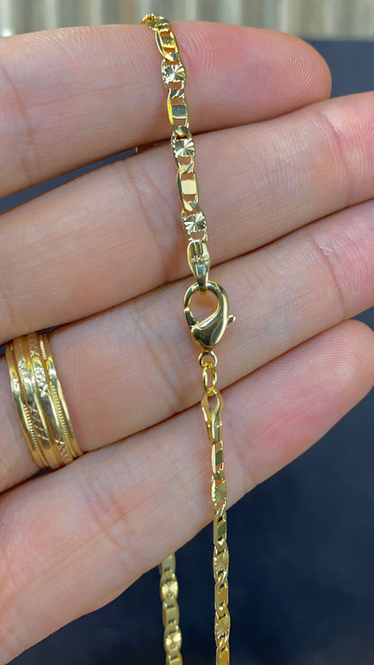 14K Gold Filled Valentino Link Chain Necklace 18" for Womens