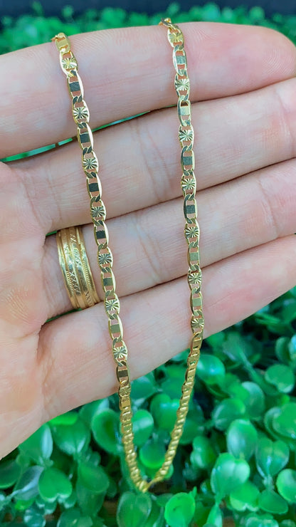 14K Gold Filled Valentino Link Chain Necklace 18" for Womens