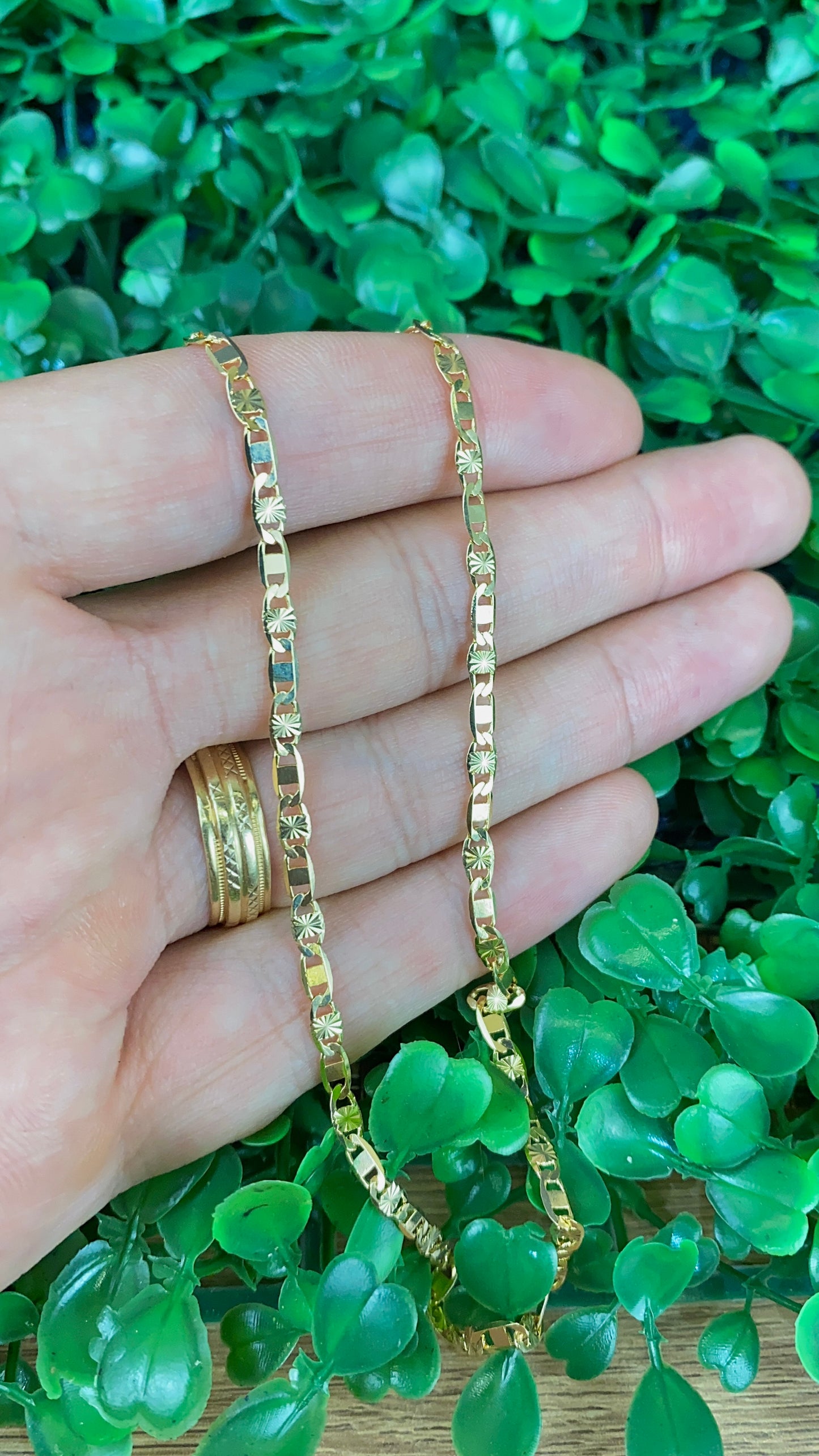 14K Gold Filled Valentino Link Chain Necklace 18" for Womens