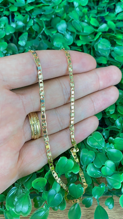 14K Gold Filled Valentino Link Chain Necklace 18" for Womens