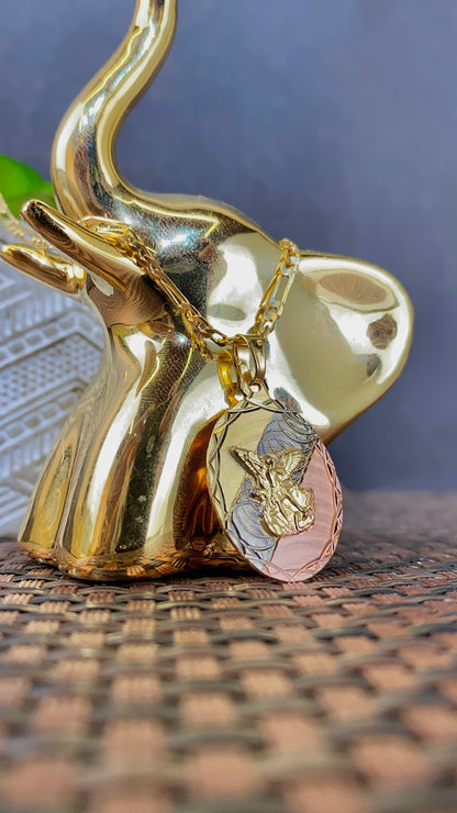 14K Gold Filled Saint Michael Pendant Necklace Figaro Chain for Womens Mens