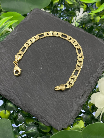 Thick Figaro Bracelet Gold Filled for Everyday Use Gifts 5.75" 5.6mm