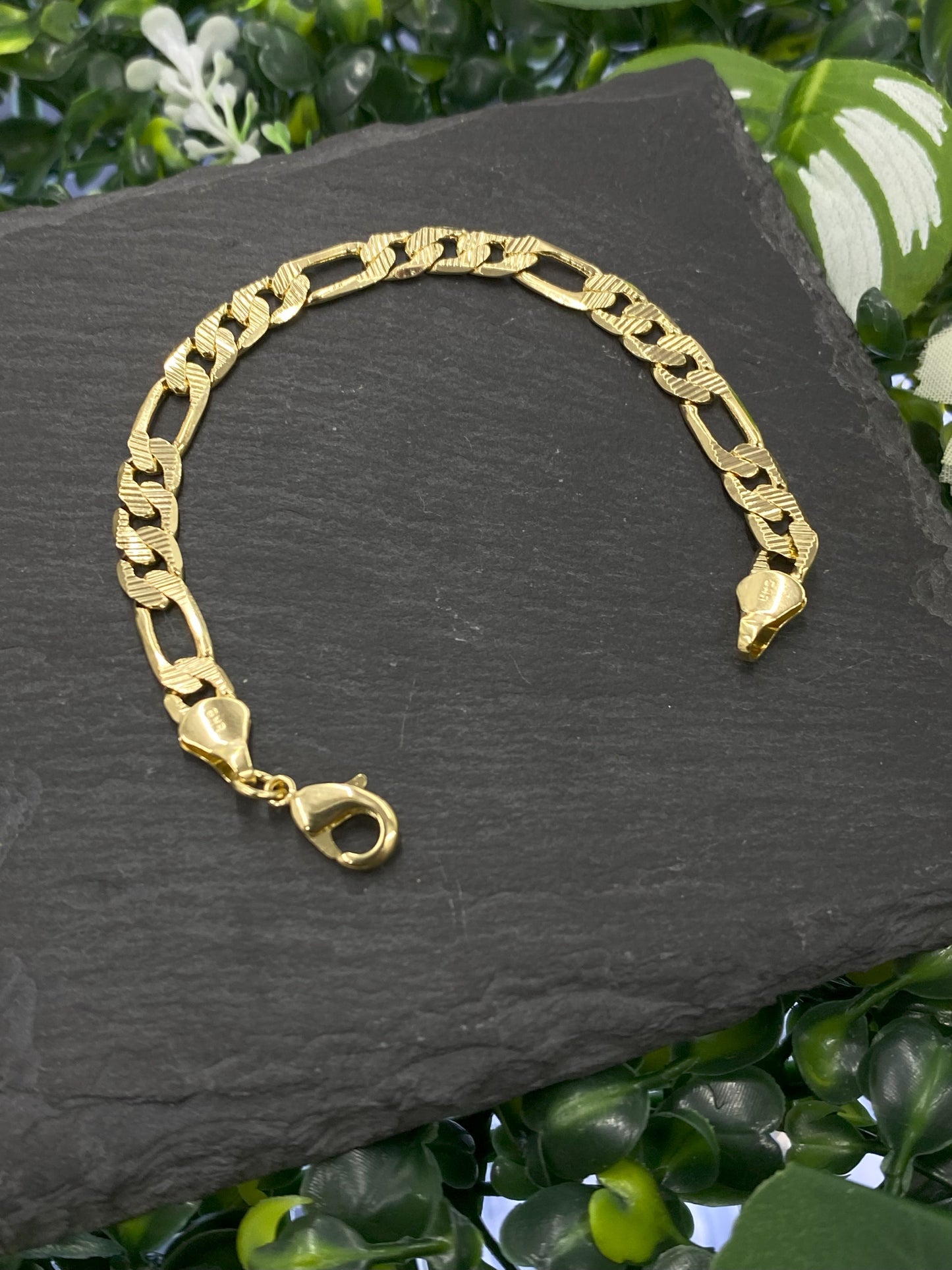 Thick Figaro Bracelet Gold Filled for Everyday Use Gifts 5.75" 5.6mm