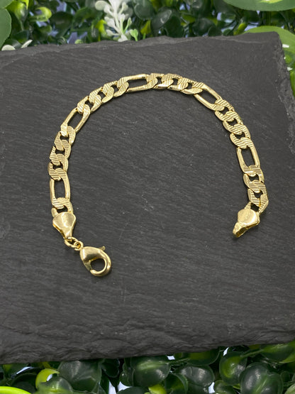 Thick Figaro Bracelet Gold Filled for Everyday Use Gifts 5.75" 5.6mm