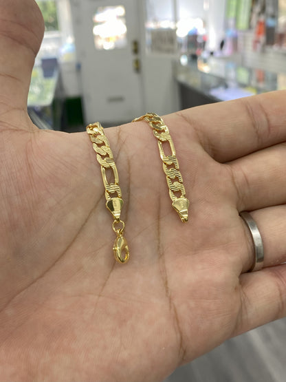 Thick Figaro Bracelet Gold Filled for Everyday Use Gifts 5.75" 5.6mm