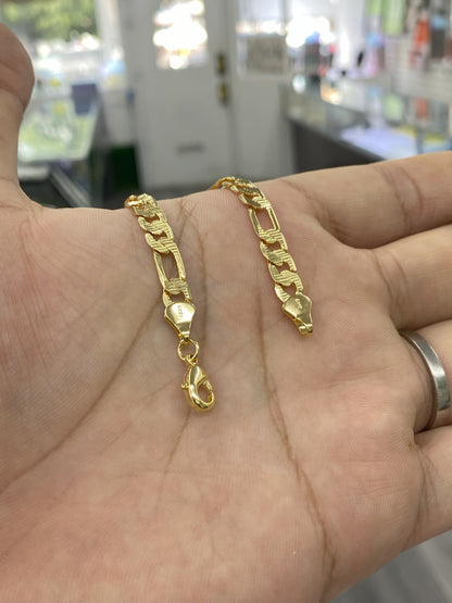 Thick Figaro Bracelet Gold Filled for Everyday Use Gifts 5.75" 5.6mm