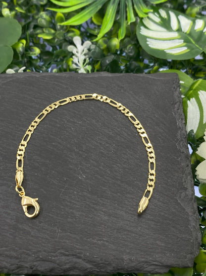 Figaro Bracelet Gold Filled 5.75" For Gifts Birthday Elegant Fashion