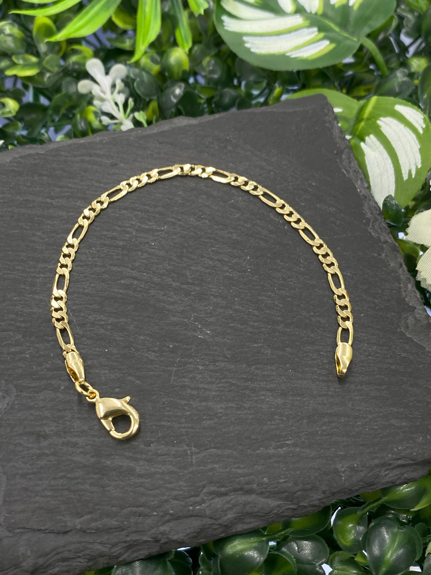 Figaro Bracelet Gold Filled 5.75" For Gifts Birthday Elegant Fashion