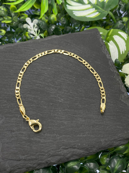 Figaro Bracelet Gold Filled 5.75" For Gifts Birthday Elegant Fashion