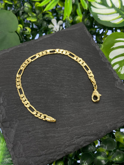 Thick Figaro Bracelet Gold Filled for Everyday Use Gifts 5.75" 5.6mm