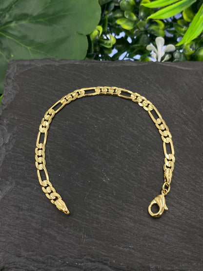 Thick Figaro Bracelet Gold Filled for Everyday Use Gifts 5.75" 5.6mm