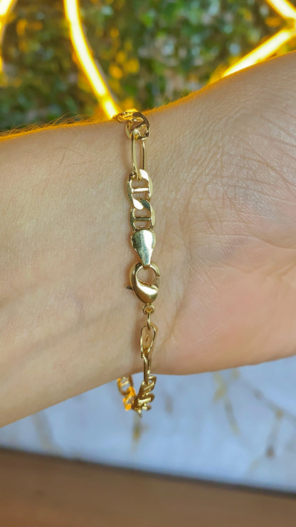 Mens Mariner Figaro Link Chain Bracelet 7.5" Fashion Stylish Jewelry Gifts for Him