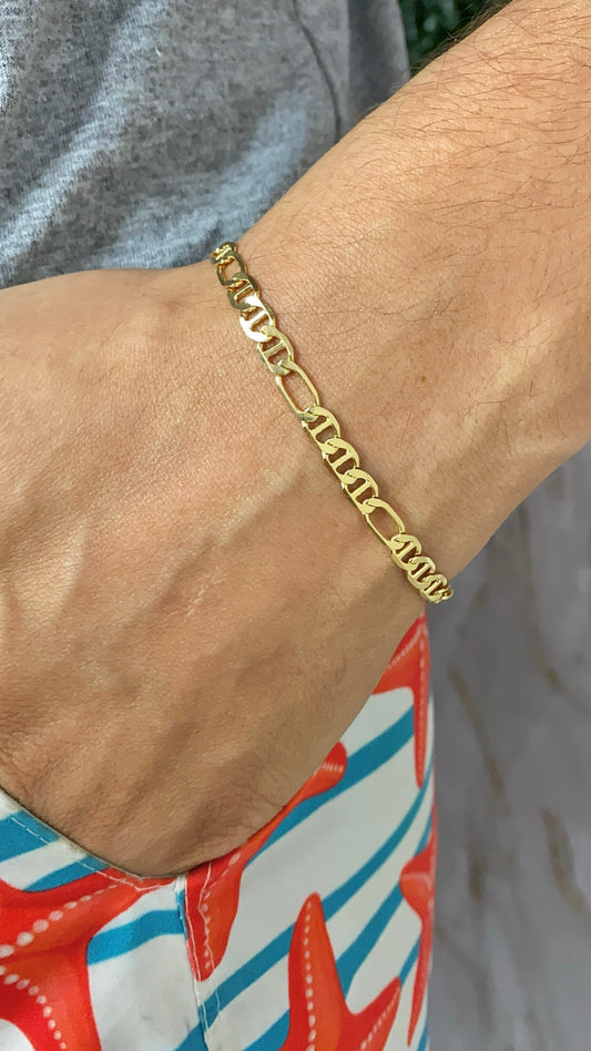 Mens Mariner Figaro Link Chain Bracelet 7.5" Fashion Stylish Jewelry Gifts for Him