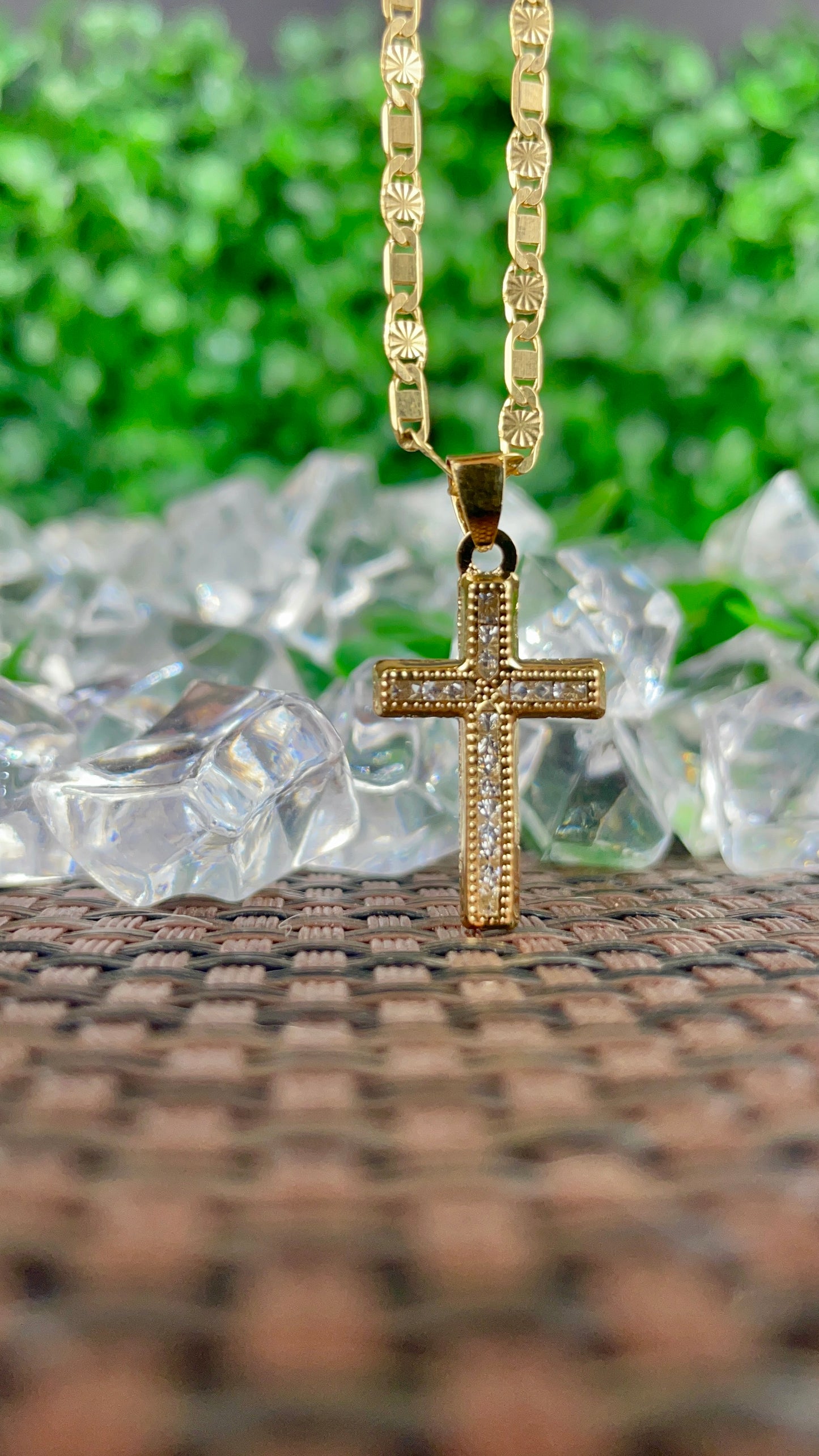 14K Gold Filled CZ Crucifix Cross Necklace Charm Pendant for Womens Religious Gifts