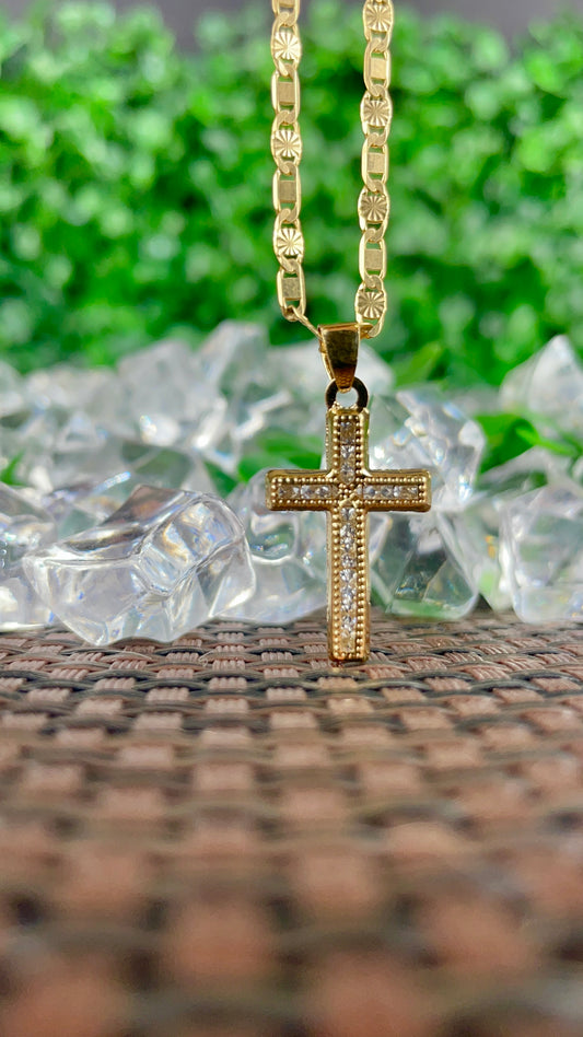 14K Gold Filled CZ Crucifix Cross Necklace Charm Pendant for Womens Religious Gifts