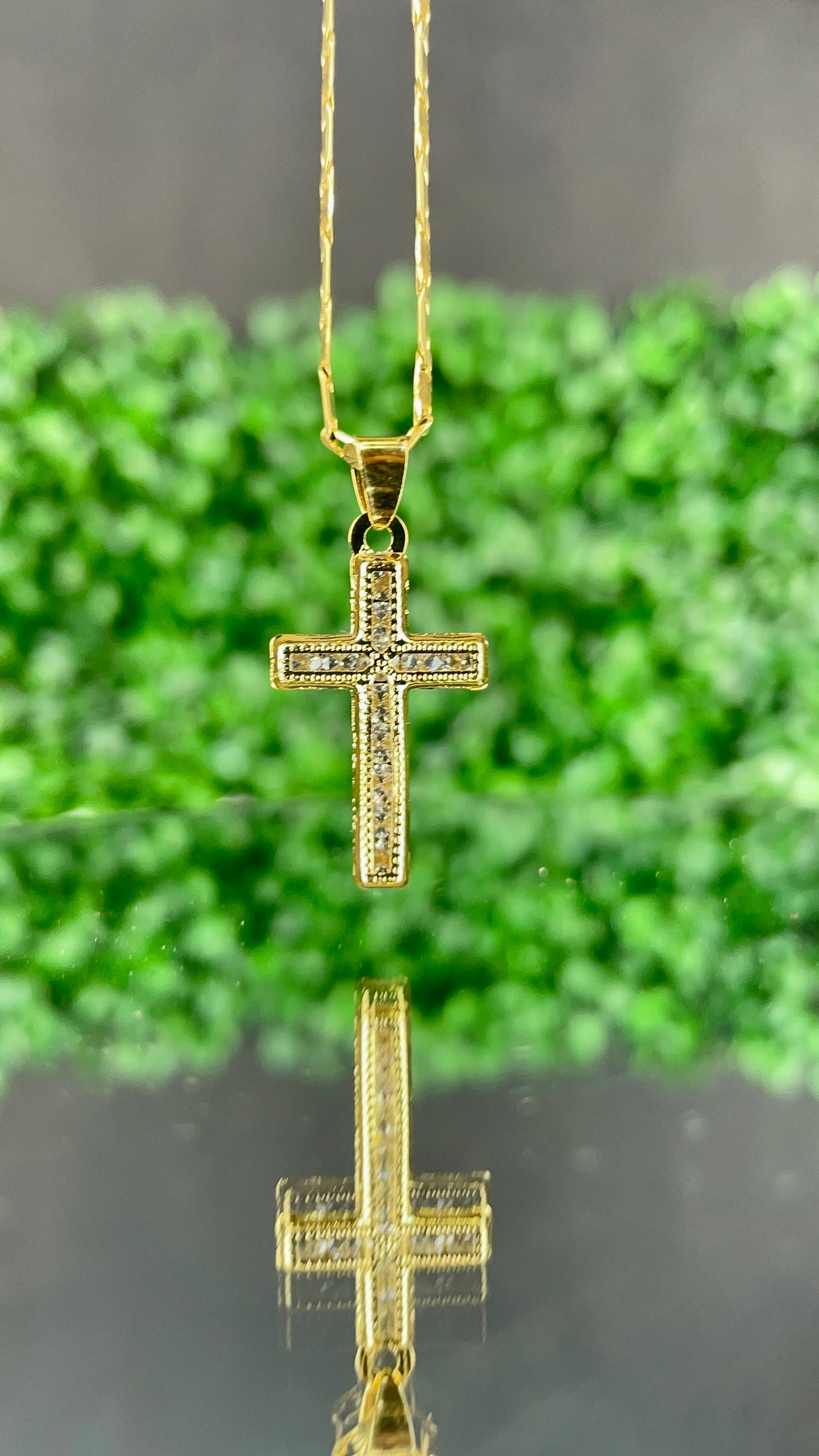 14K Gold Filled CZ Crucifix Cross Necklace Charm Pendant for Womens Religious Gifts