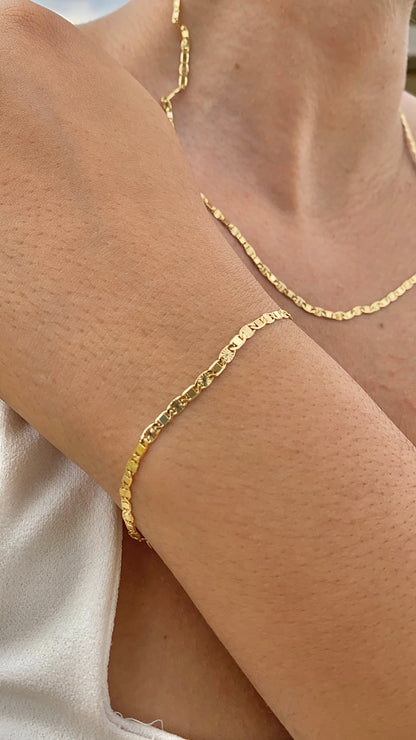 14K Gold Filled Valentino Link Necklace 20" Bracelet 7.5" Womens Mens