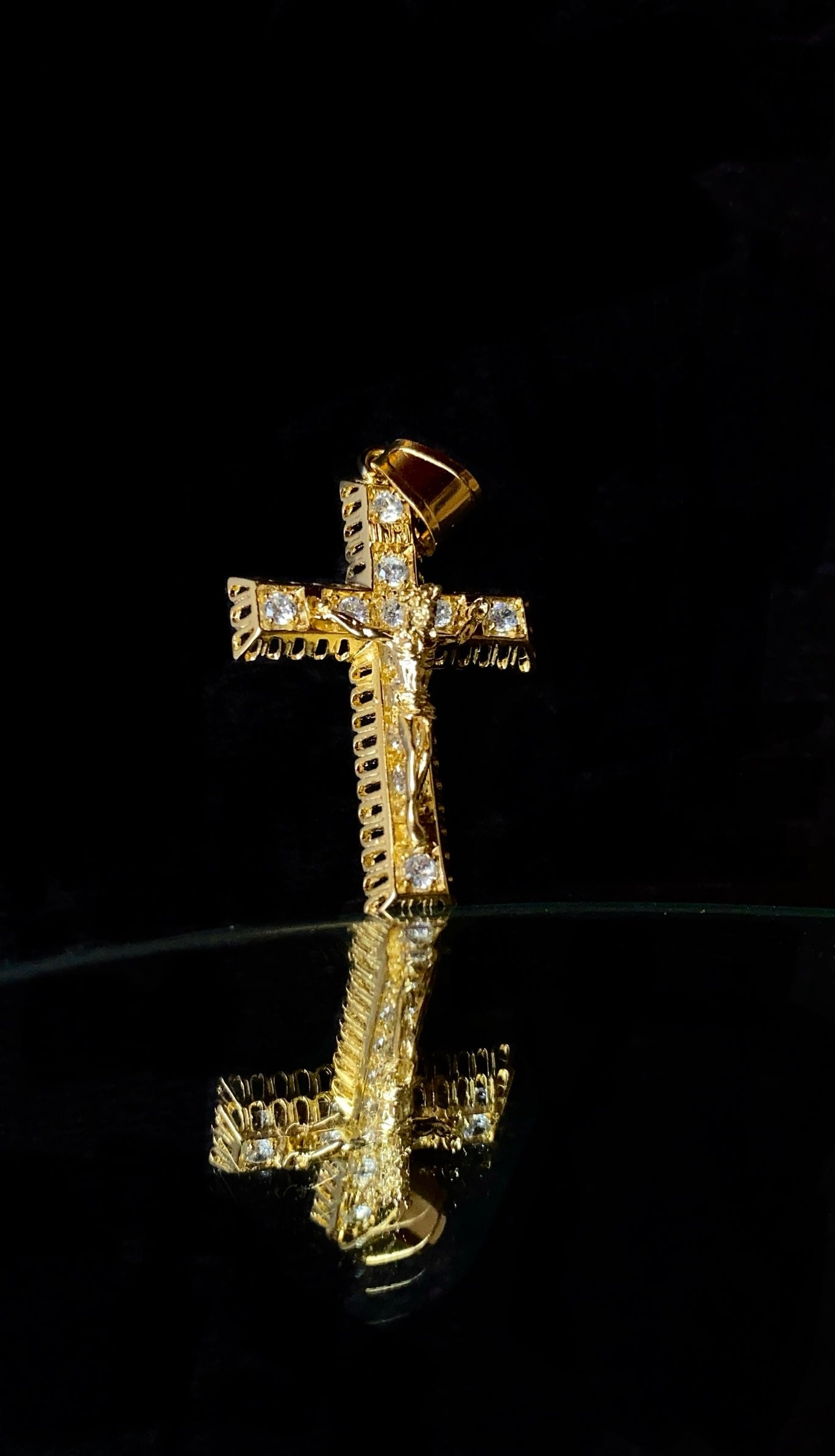 Mens CZ Cross Charm Pendant 14K Gold Filled Anniversary Birthday 41x26mm