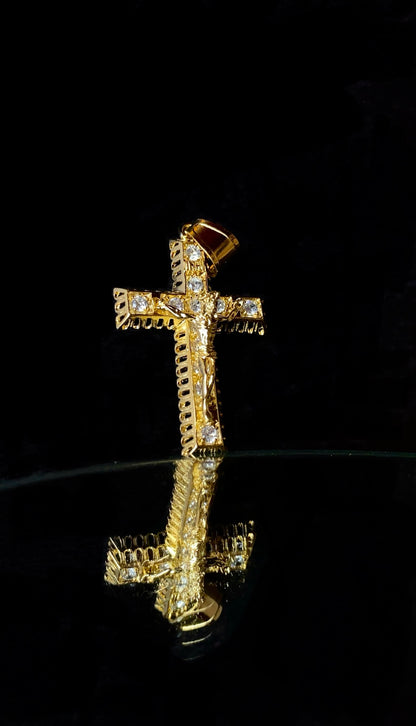 Mens CZ Cross Charm Pendant 14K Gold Filled Anniversary Birthday 41x26mm