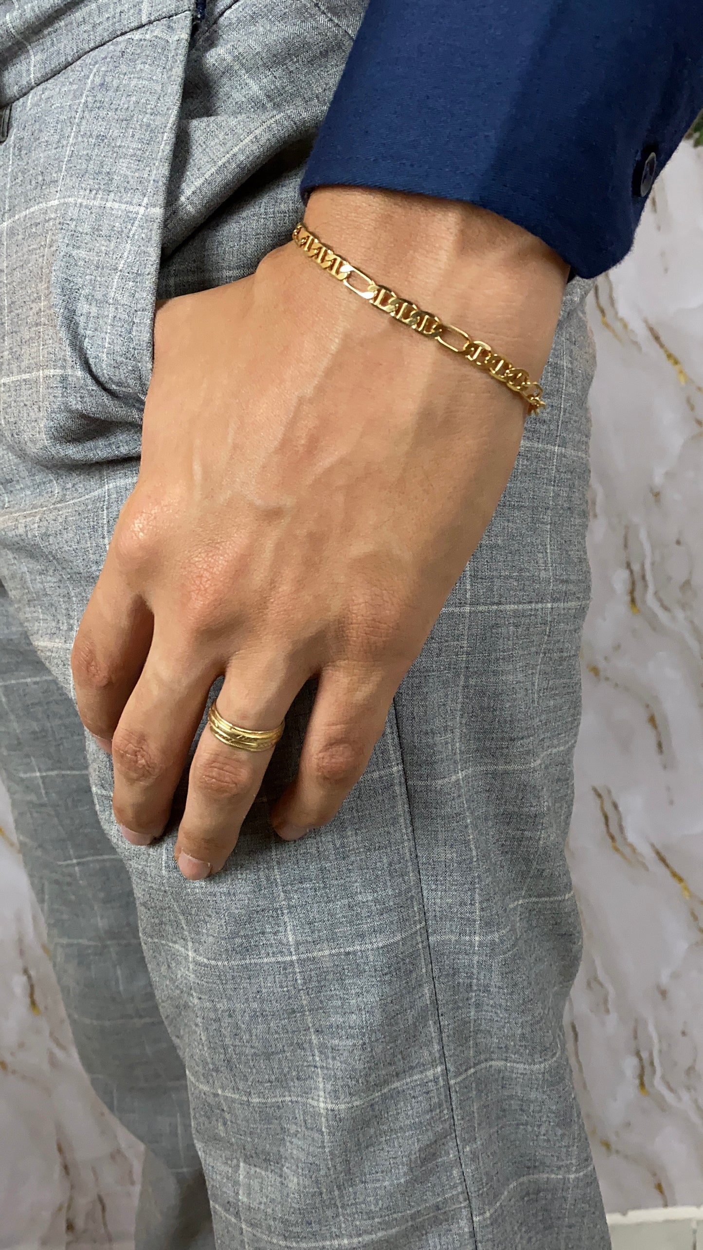 Mens Mariner Figaro Link Chain Bracelet 7.5" Fashion Stylish Jewelry Gifts for Him