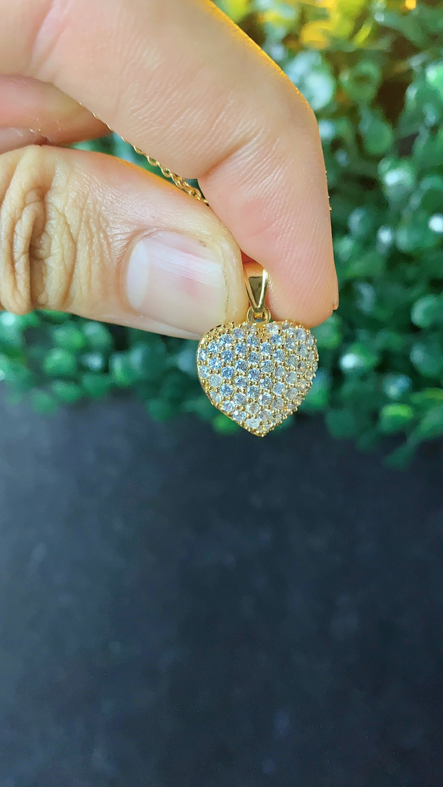 CZ Heart Necklace for Womens Cable Link Chain 17"